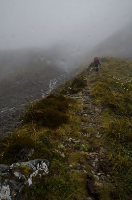 Heading into the mist as we climbed higher to Harman Pass